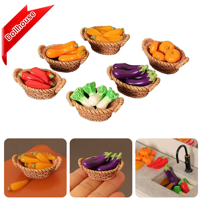Play Kitchen Set - 1/12 دمية محاكاة سلة الخضار مجموعة