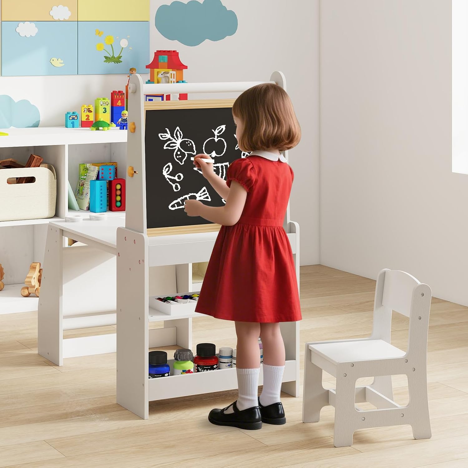 طاولة وكرسي فني للأطفال 4 في 1 - مراجعة Kids Art Easel وسعره