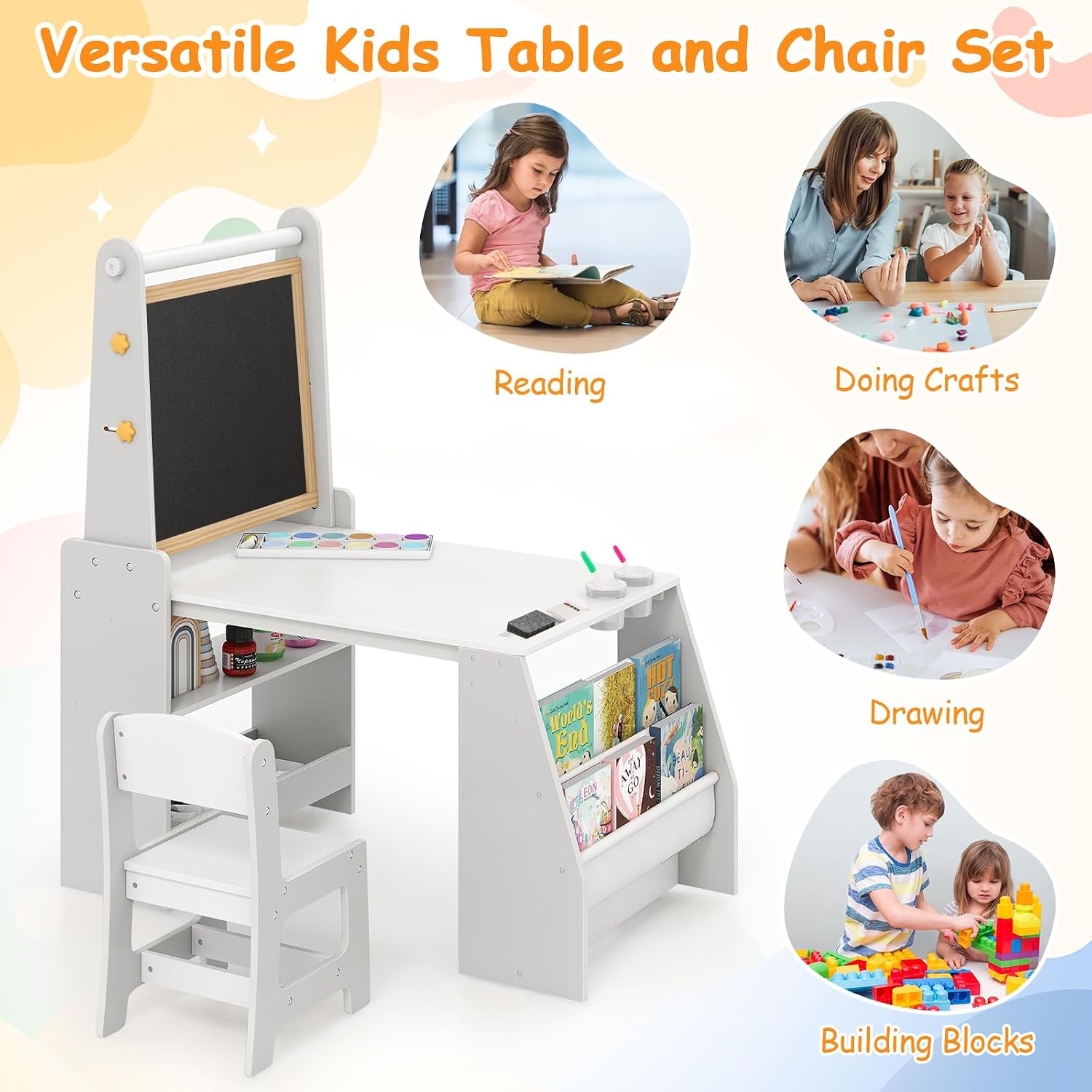 طاولة وكرسي فني للأطفال 4 في 1 - مراجعة Kids Art Easel وسعره